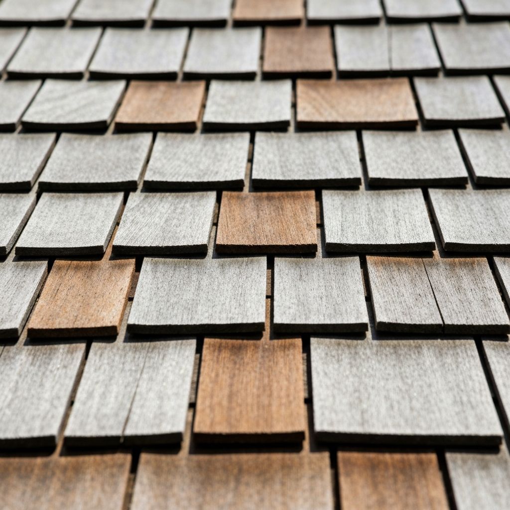 Beautiful silver-gray patina of an aged cedar shake roof