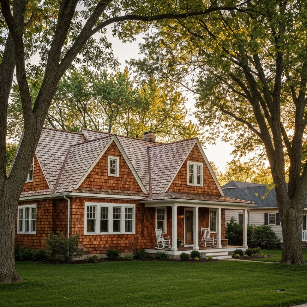 Restored cedar shake roof on a charming Crystal Lake home