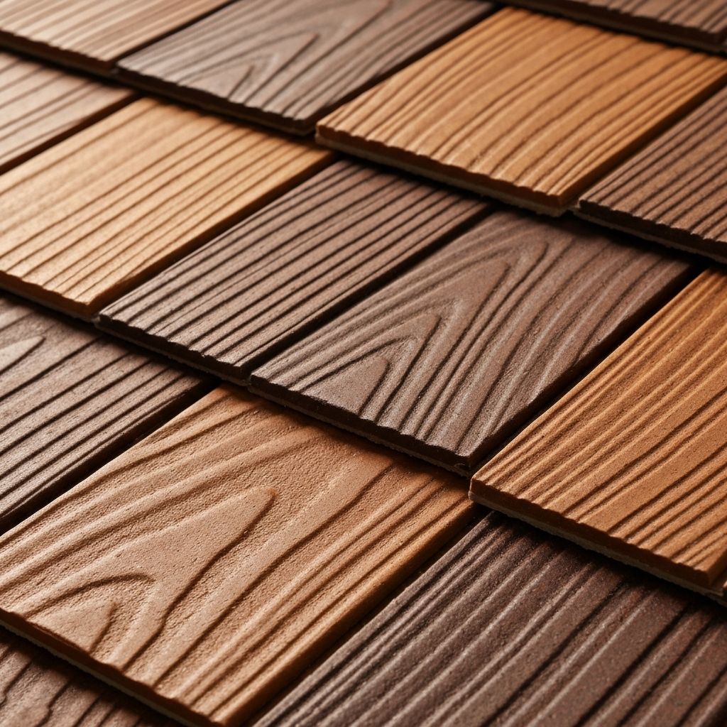 Close-up of Brava composite cedar shake tiles showing realistic texture